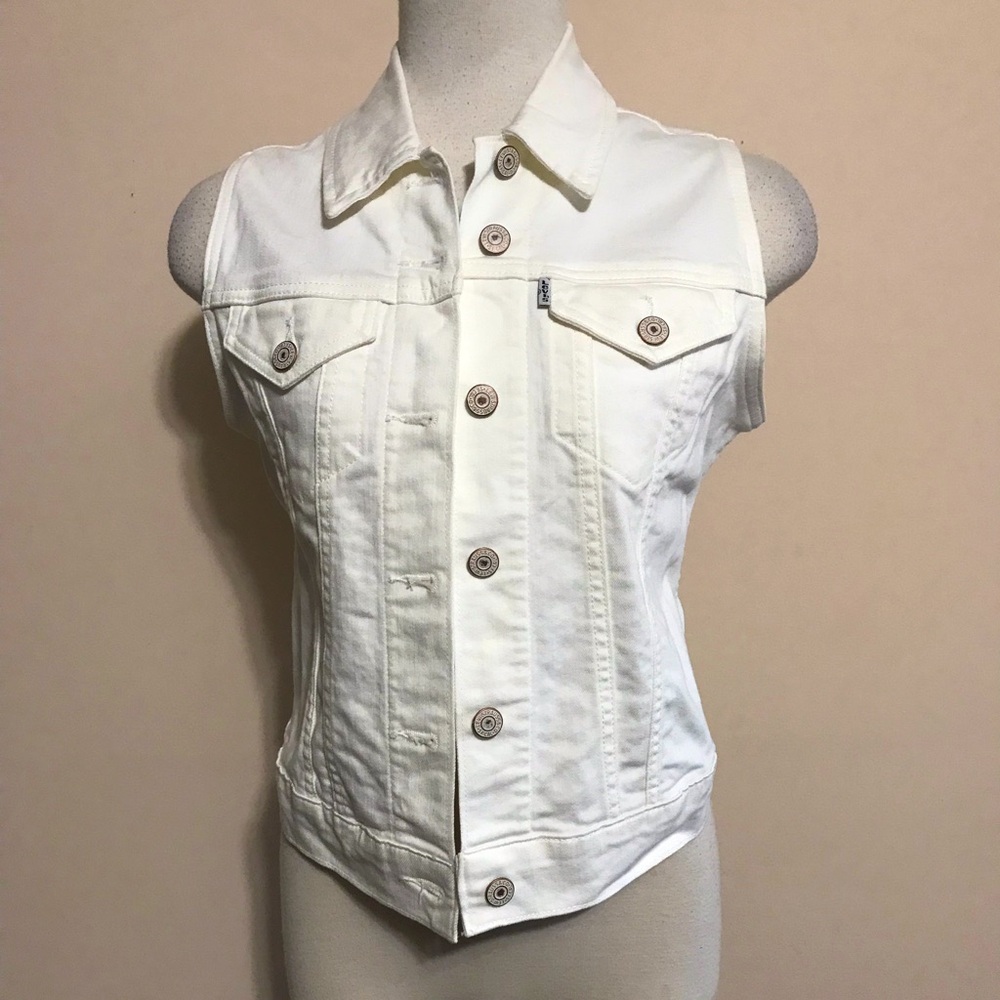 Levi’s Women's White Denim Sleeveless Vest